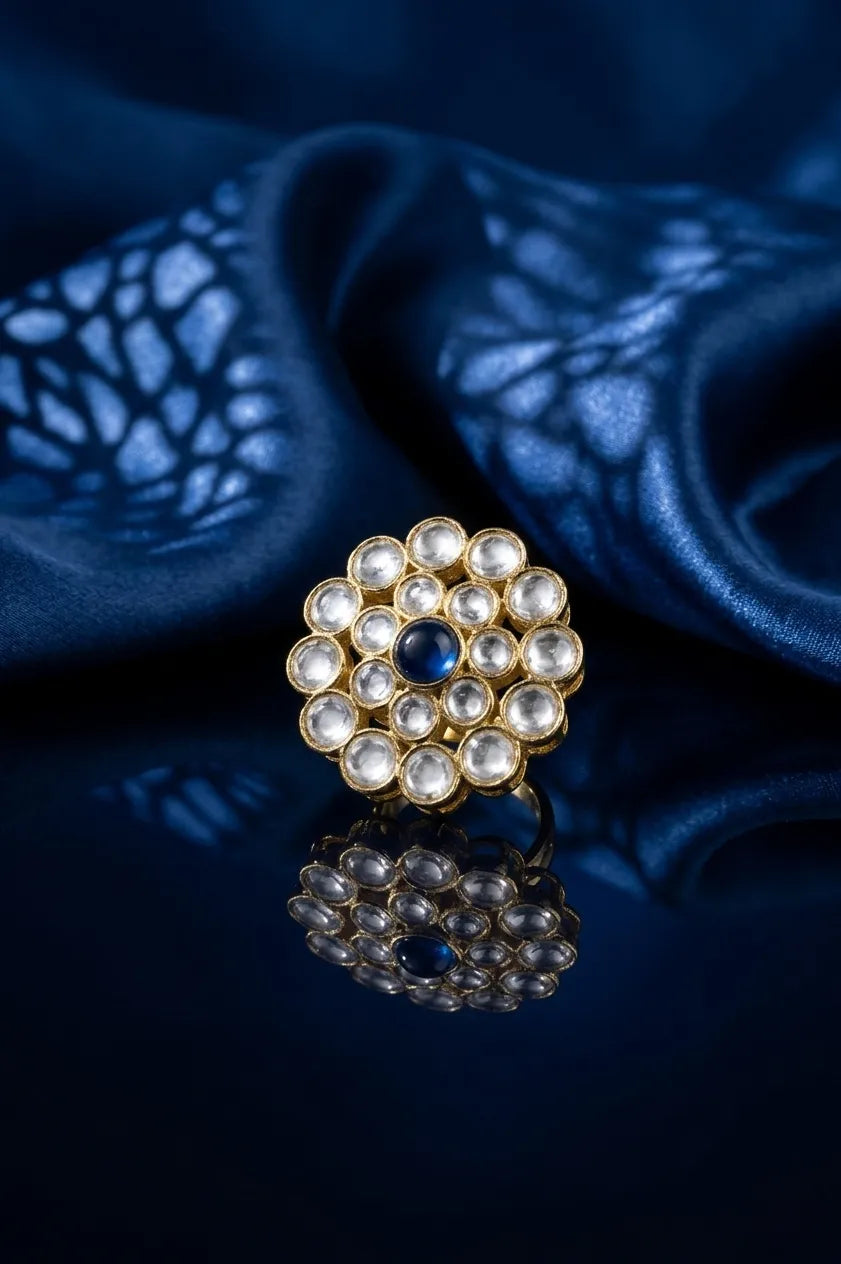 Oceanic Kundan ring
